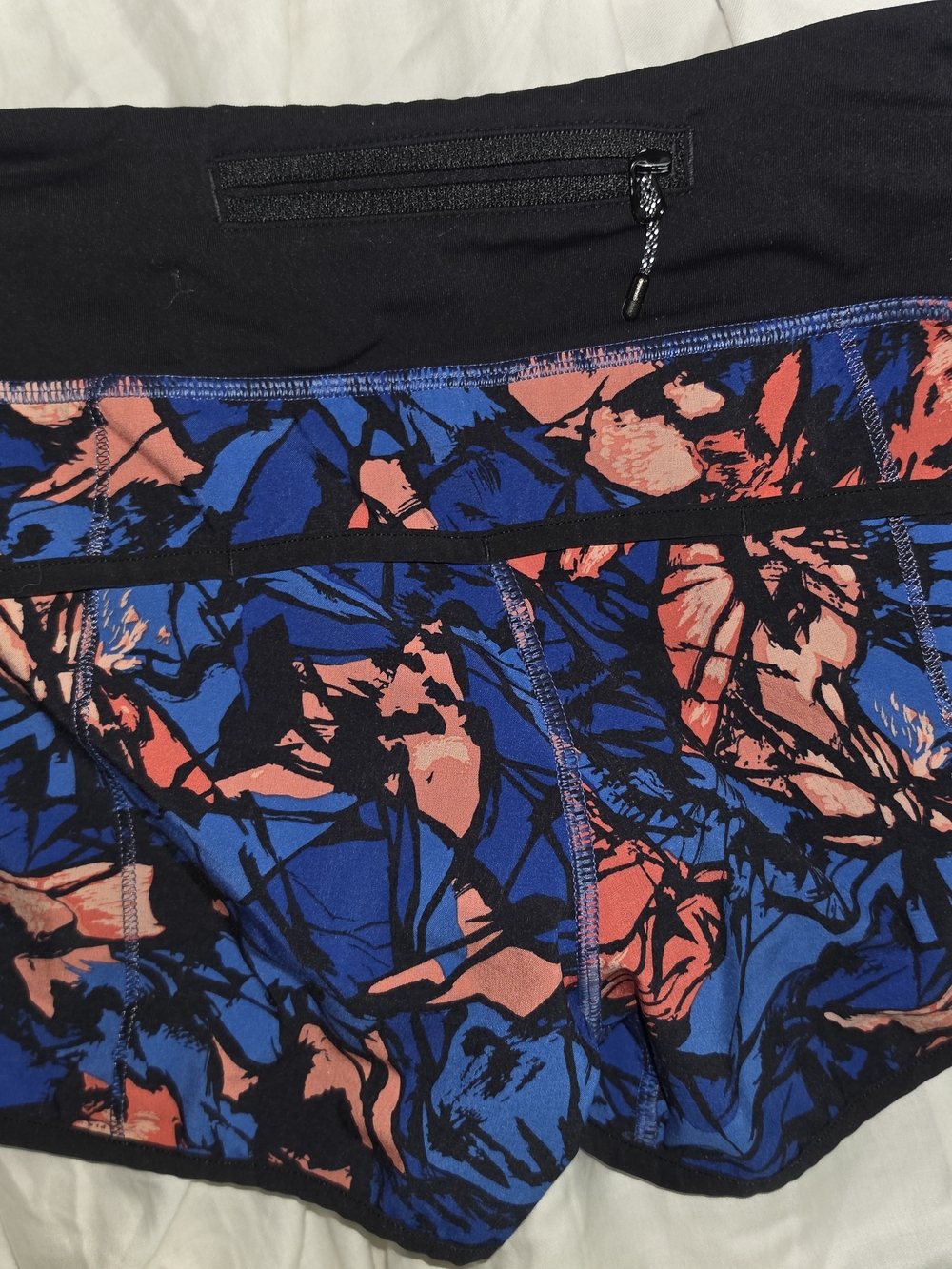 Lululemon Blue & Coral Abstract Athletic Shorts
